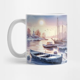 Winter River Boats Mug